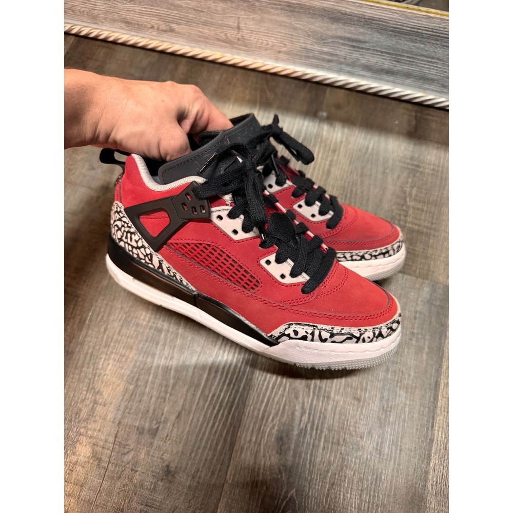 Jordan Spizike Low "Toro" Gym Red Black White‎ Kids Boys Size 3.5Y FQ3950-600